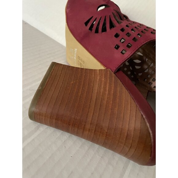 Klub Nico Anthro Suede Slingback Laser Cut Peep Toe Heels - Picture 9 of 13